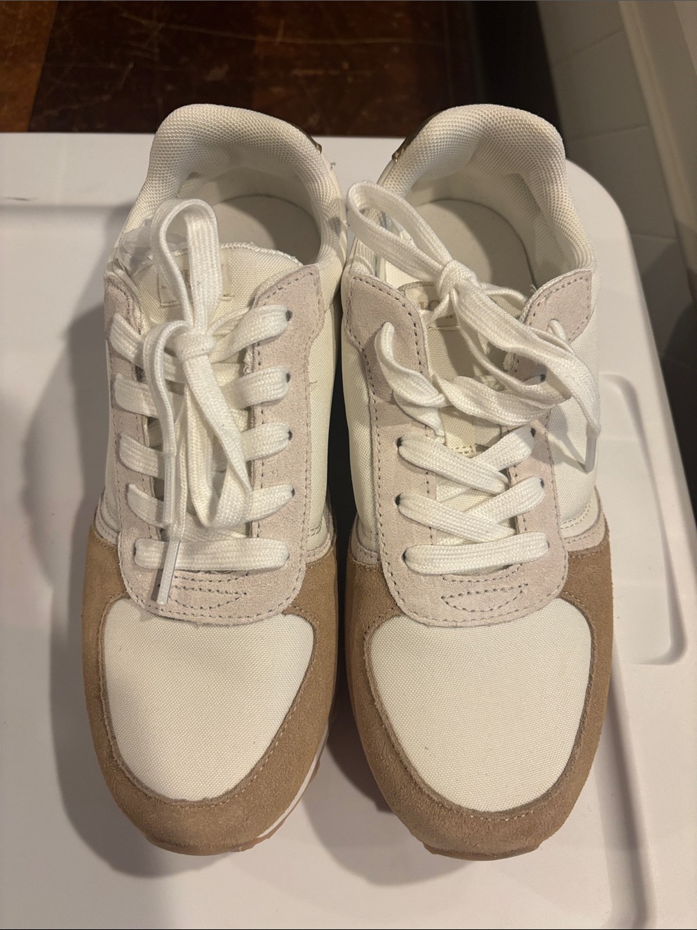 J. Crew White and Tan Women's Sneakers